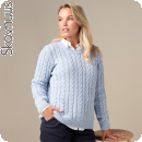 Kabelstickad tröja i ljus indigoblått, Organic Cotton