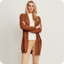 Cardigan med fickor, cognac