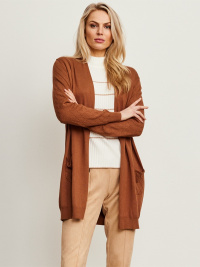 Cardigan med fickor, cognac