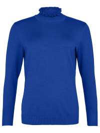 Polo med volangkant i halsen, royal blue