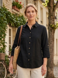 Favorit-skjorta, linne, svart